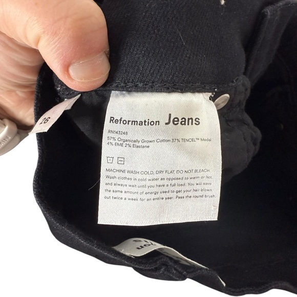NWT Reformation High Rise Stretch Slim Jeans in Black Size 26 - Picture 11 of 11